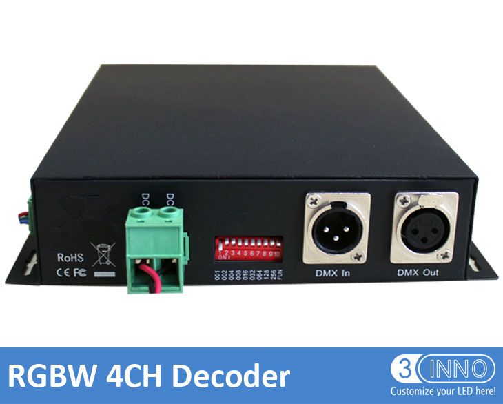 DMX sürücü 4 kanalları PWM Decoder RGBW Decoder LED Converter WS2801 Decoder RGB DMX kod çözücü 4 kanal DMX kod çözücü yol açtı.